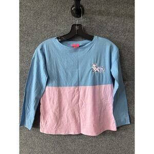 Lilly Pulitzer Shirt Top Pink Blue Longsleeve Large Fox logo  Pima Cotton H69